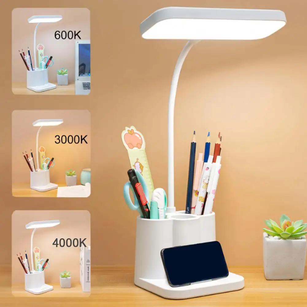 Table Lamp Learning Reading Night Light With Pen Holder USB Rechargeable Bedroom College Student Nightlights LED Eye Protection