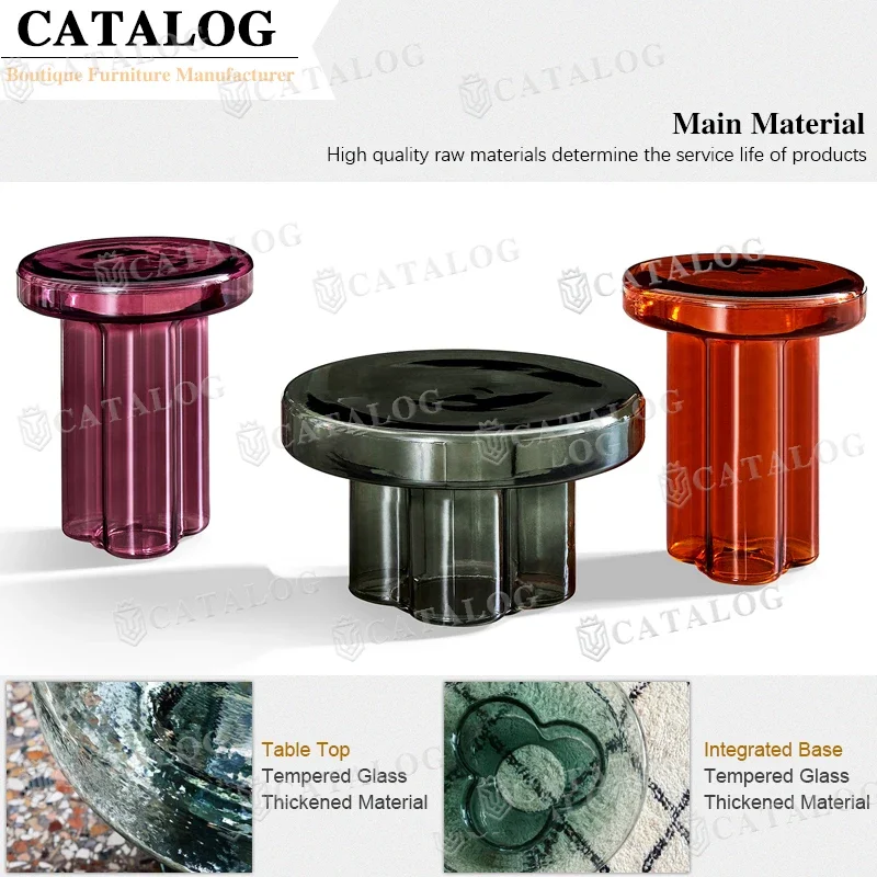 CATALOG ECO-Friendly  8mm Tempered Glass Jelly Mushroom Designer Living Room  Round Coffee Center Table