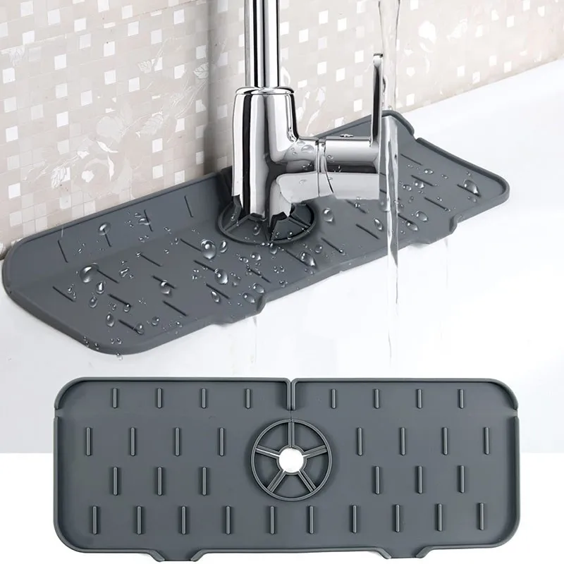 Kitchen Faucet Absorbent Mat Sink Splash Guard Silicone Faucet Splash Pad Countertop Protector For Bathroom Faucet Accessories