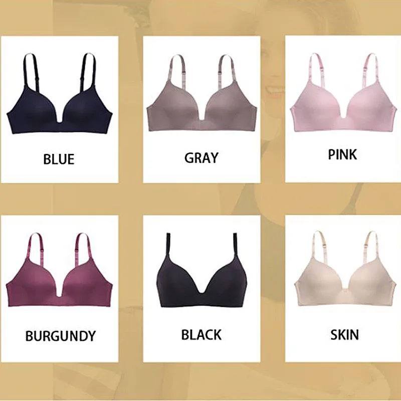 1PC Sexy Women Seamless Bra Without Steel Ring Female Smooth Push Up Bralette Underwear Solid Color Wirefree Intimate Lingerie