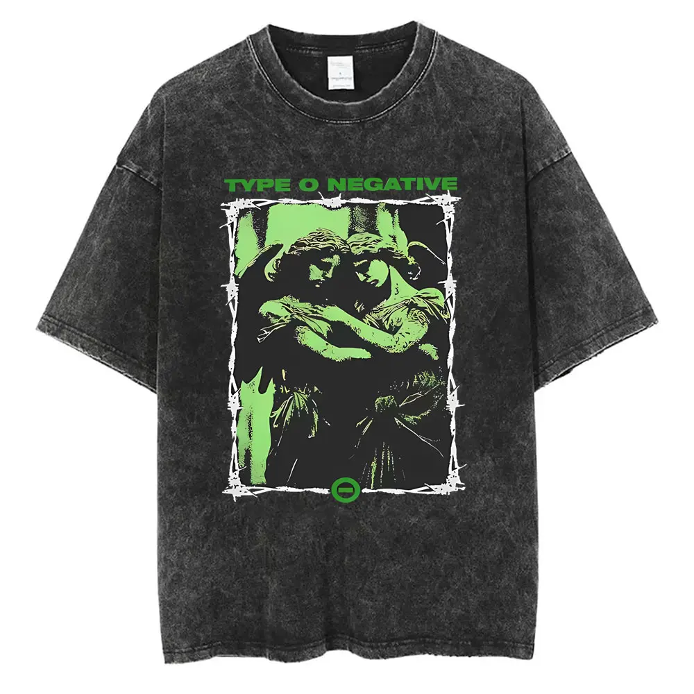 

Washed Vintage Type O Negative Band Graphic T-shirt Men Women Retro Gothic Rock Metal T Shirts Male Casual Oversized Streetwear