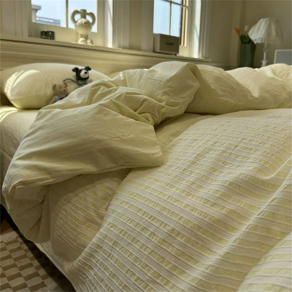Ins Nordic Bettbezug-Set, Steppdecken-Set, minimalistischer Stil, grauer Streifen, Bett-Set bestehend aus vier Teilen, Luxus-Bettwäsche-Set für Zuhause, Bettwäsche – Detail 12