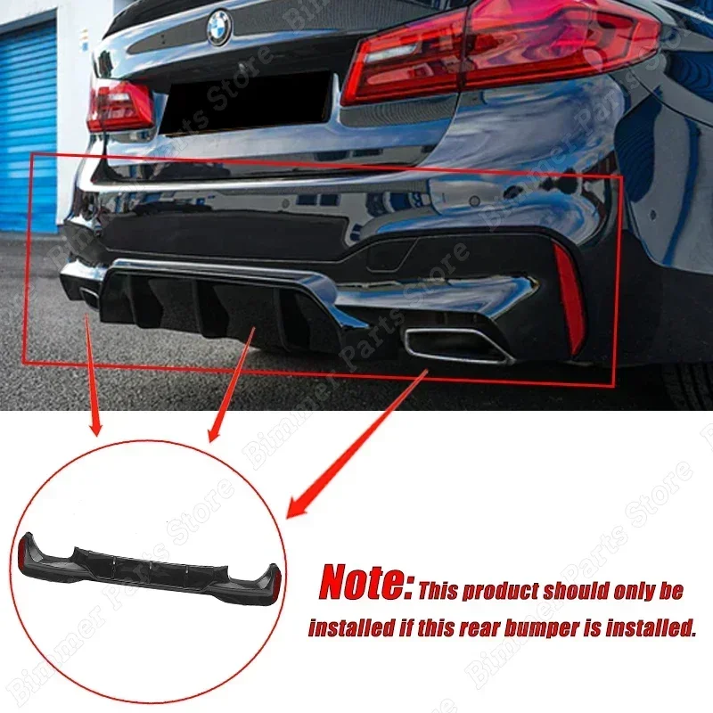 Gloss Black Car Rear Bumper Lip Splitter Side Spoiler Diffuser ABS Body Kit Tuning For BMW 5 Series G30 2017 2018 2019 2020