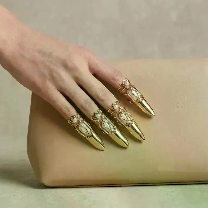 Juego de 5 anillos para uñas, cubierta protectora diaria para la punta de los dedos, anillo moderno, joyería para uñas postizas largas tipo stiletto, regalo