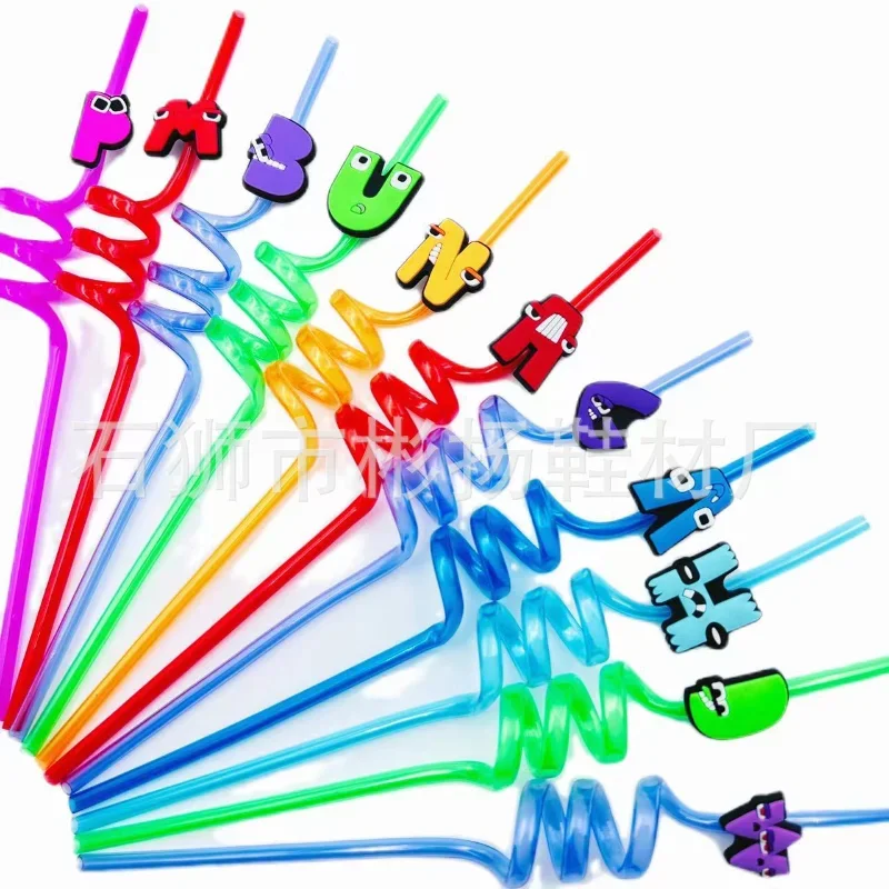 Alphabet Lore Drinking Straws Kids Boys Girls Birthday Party Decoration Baby Shower Cartoon Anime Hot Game Party Supplies Gift