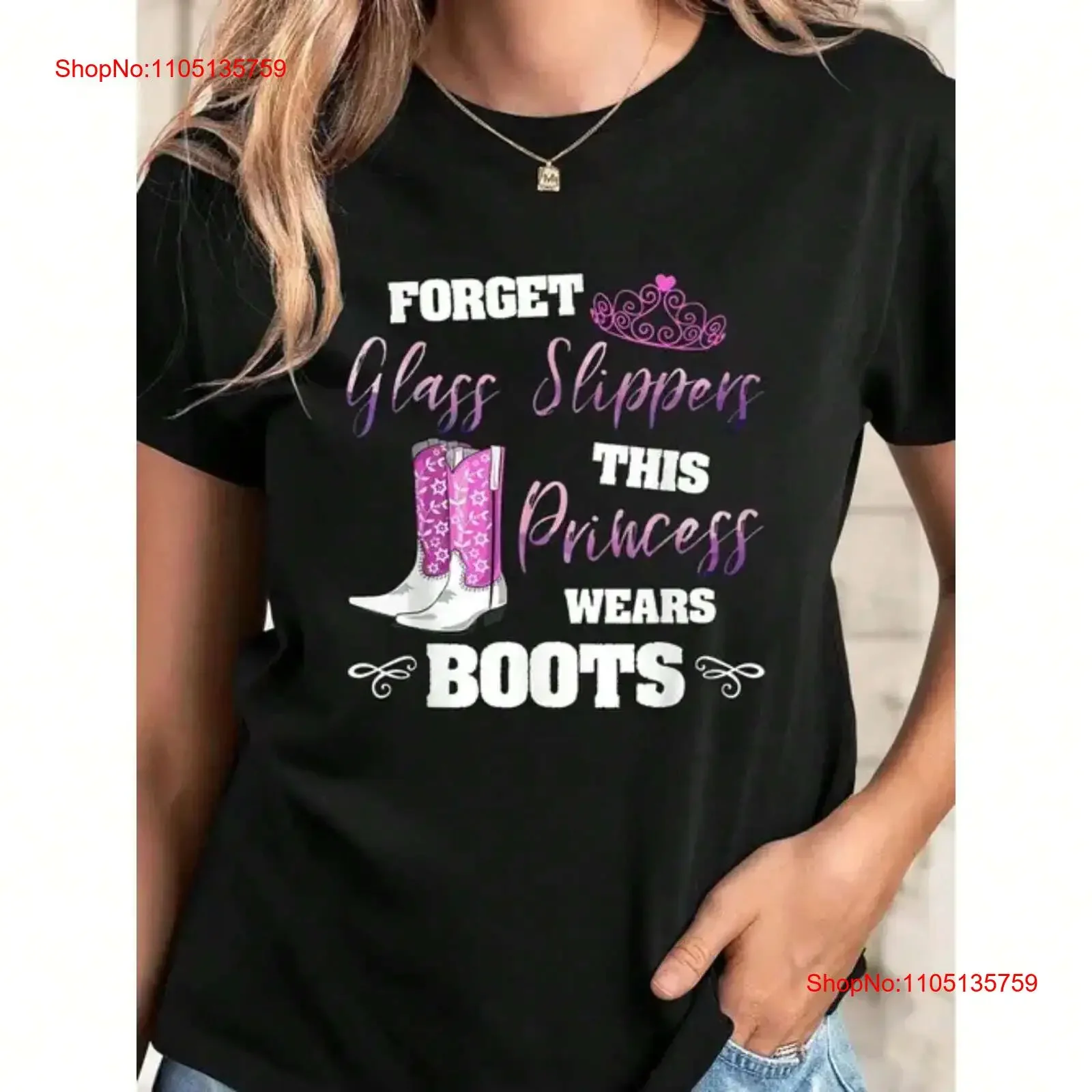 Forget Glass Shoes Boot Women's Fashionable d T Shirt vintage Washed fashion Casual Breathable Versatile graphic Stretched