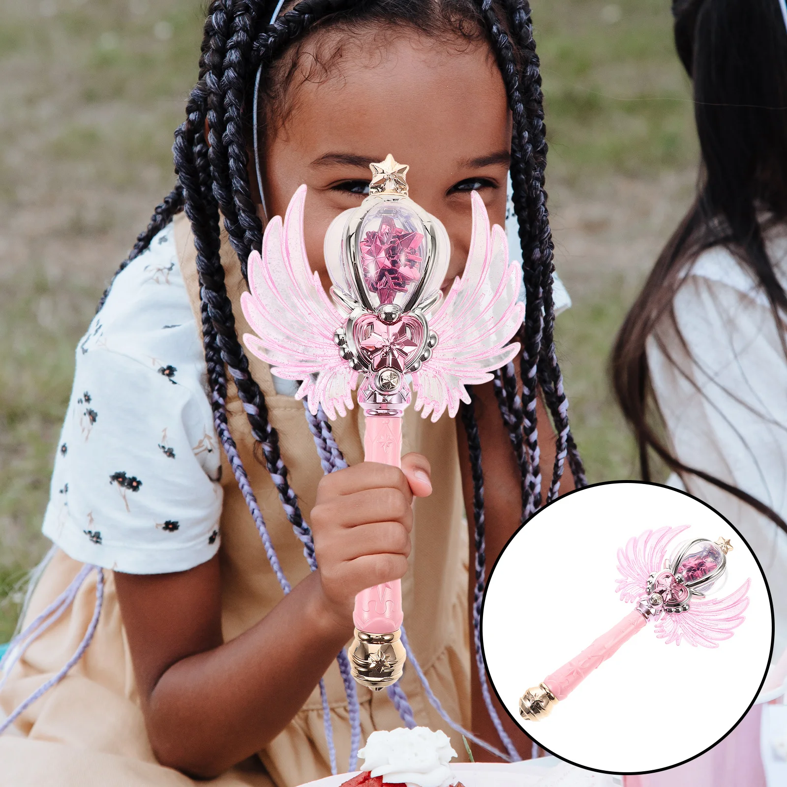 عصا متوهجة مع عصا خفيفة للأطفال والبنات وحفلات لعب الأدوار وحفلات أعياد الميلاد