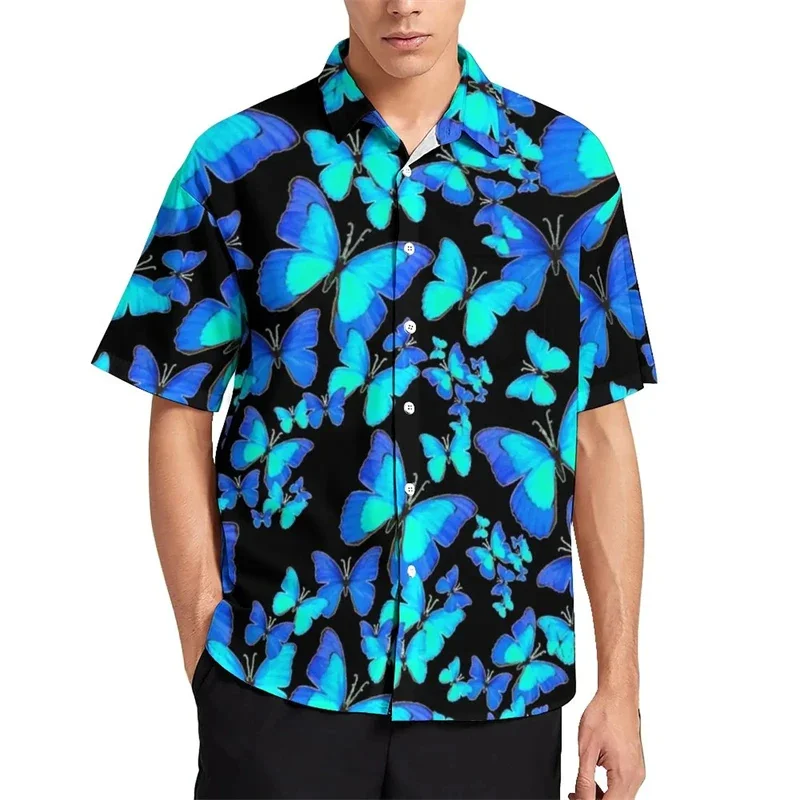 Cute Butterfly 3D Printed Boy Blouses Hawaiian Animal Graphic Short Sleeve For Men Clothes Streetwear Beach Shirts Luxury Tops