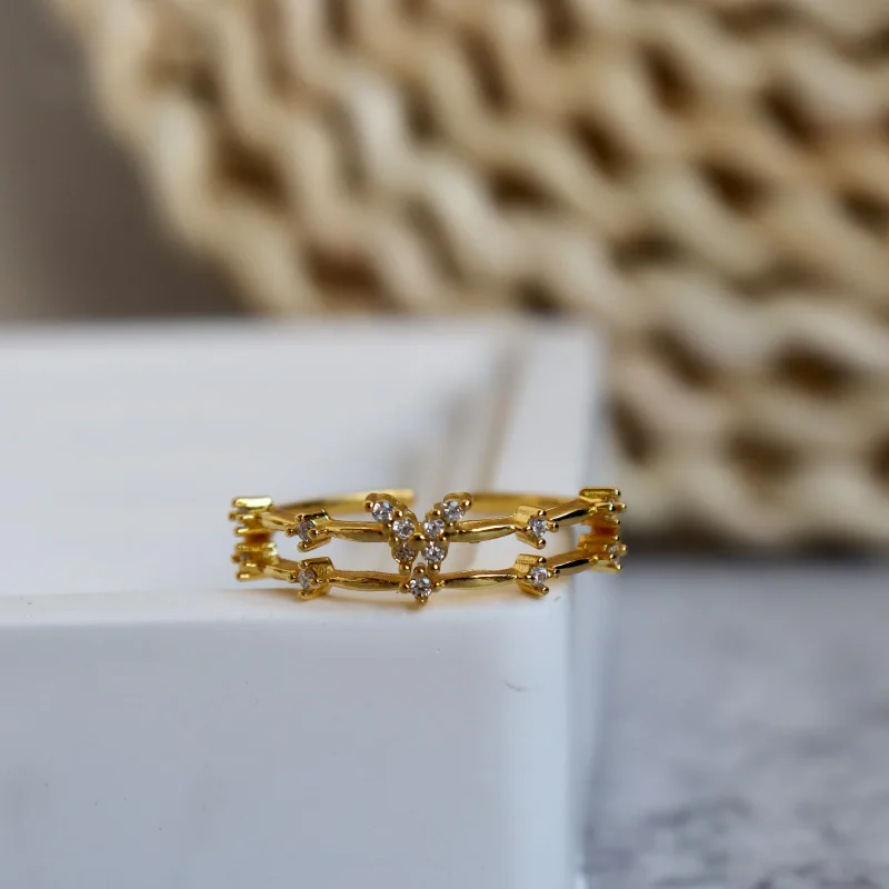 انخفاض الشحن الفضة حساسة لامعة 18K الذهب مطلي الفراشة الدائري #5