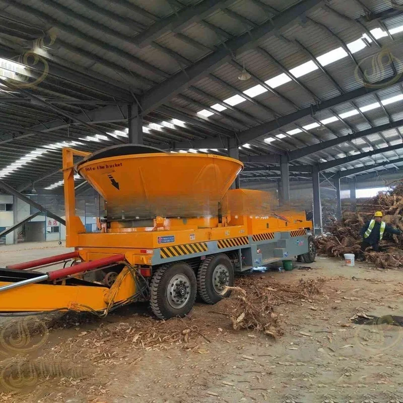 Large Rotating Disc Tree Root Crusher, Diesel Powered Book Stump And Trunk Crushing Biomass Pellet Equipment