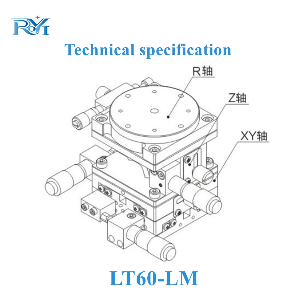 XYZR Axis 60x60mm LT60‑LM 4‑Axis V‑Type Fine‑tuning Manual Linear Sliding Table Displacement Platform Bearing Adjustment Slide