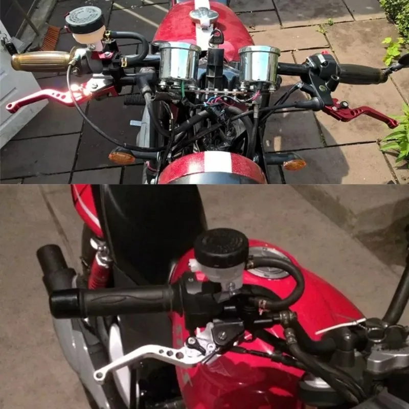 Universal CNC Motorcycle Adjustable Clutch Brake Master Cylinder Reservoir Levers Kit for Yamaha Kawasaki 7/8\