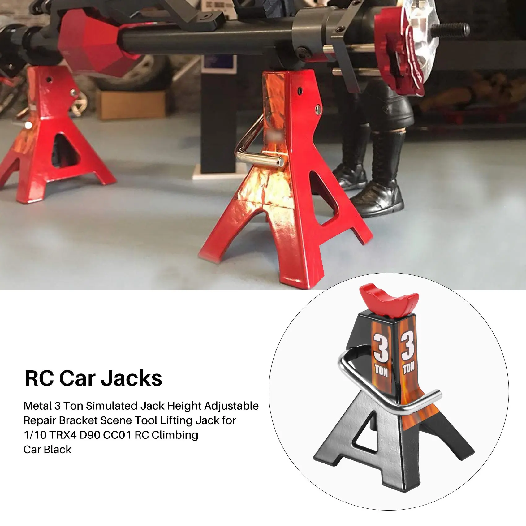 Cric de levage réglable pour voiture d'escalade RC, outil de scène, réparation rapide, métal 3, soudure recommandée, TRtage 1/10, D90, CC01, 2 pièces