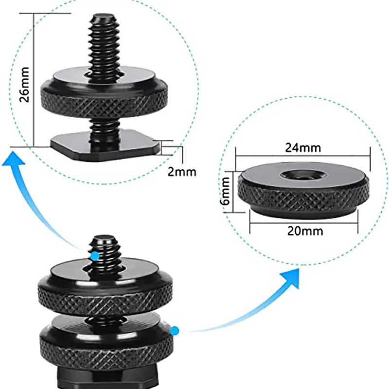 Śruba 1/4 22 szt. Adapter śruby statywowej, nakrętka adaptera śruby aparatu, zestaw adapterów śruby aparatu, konwerter śruby statywowej