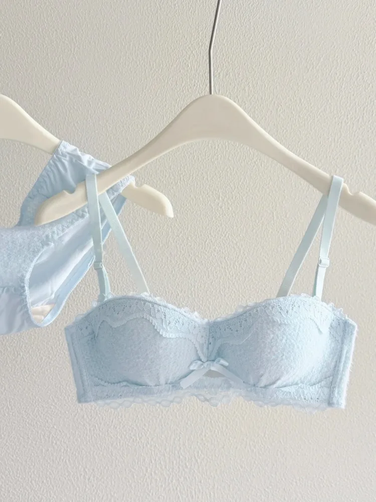 YEMOMO Lace Sexy Lingerie Set Push Up Thick Padded Small Breast Enhance Shaping Half Cup Bra Concealed Brief Intimates Underwear