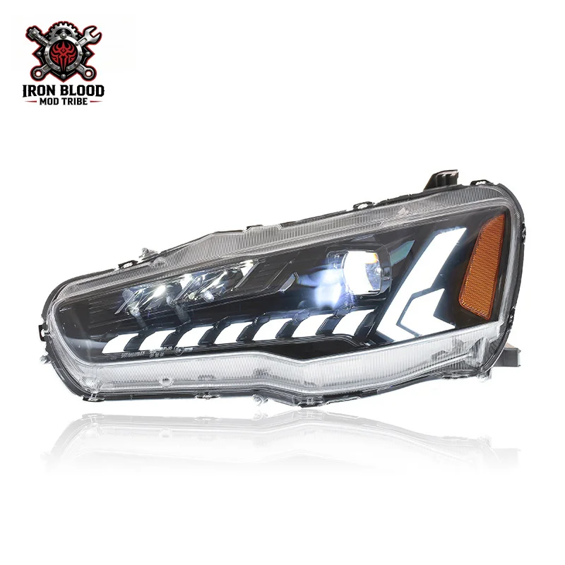 

Suitable for 2009-2016 Mitsubishi Lancer EVO headlight assembly, modified LED daytime running lights, flowing turn signal lens l
