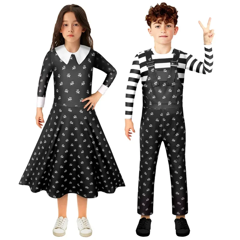 2022 new Halloween menswear for kids friight Wednesday the s6family cosplay boys bodysuit girls Carnival party dress clothing