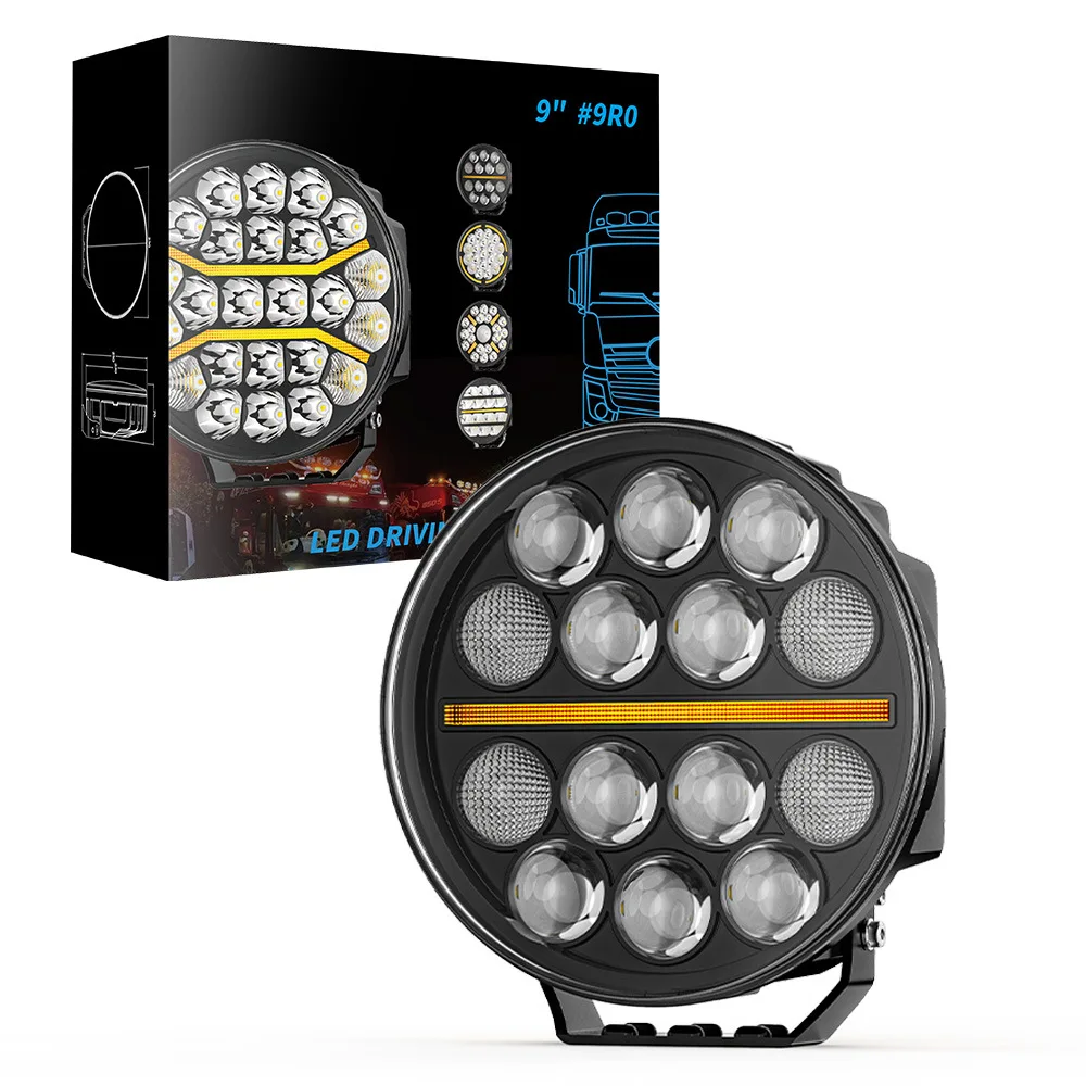 1PCS  106W 9R01 9-Inch Round LED Work Light Truck Lorry Off-Road Vehicle Driving Lamp Spotlight Auxiliary Lighting