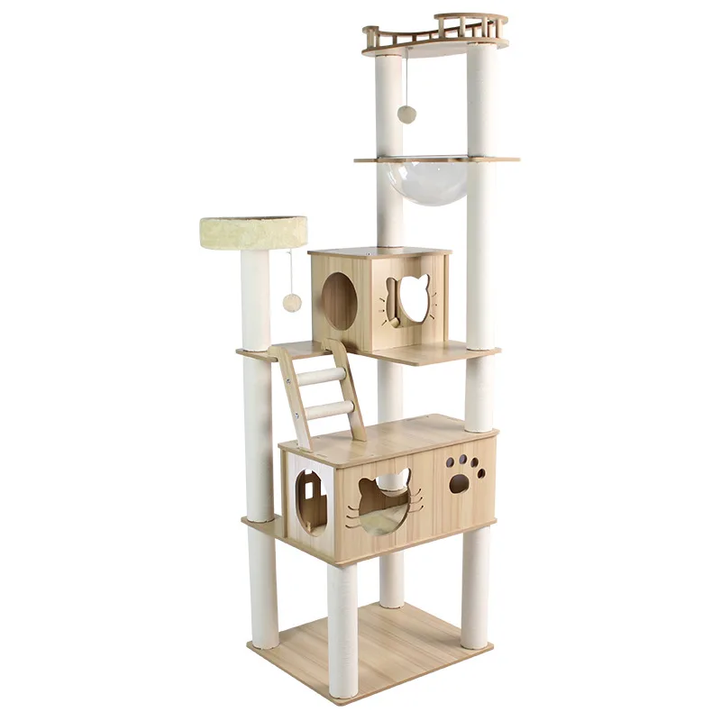 

Cat climbing frame Wooden nest Space capsule Climbing post Cat toy with jumping platform climbing frame