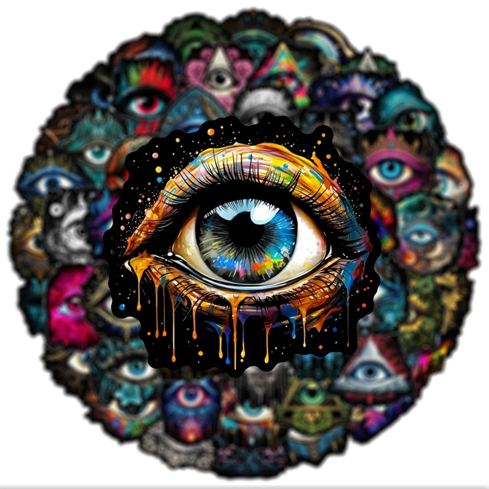 10/30/50pcs Retro Colorful Eye of God Stickers Vintage Aesthetic Art Graffiti Decals Decoration Phone Notebook Suitcase Sticker