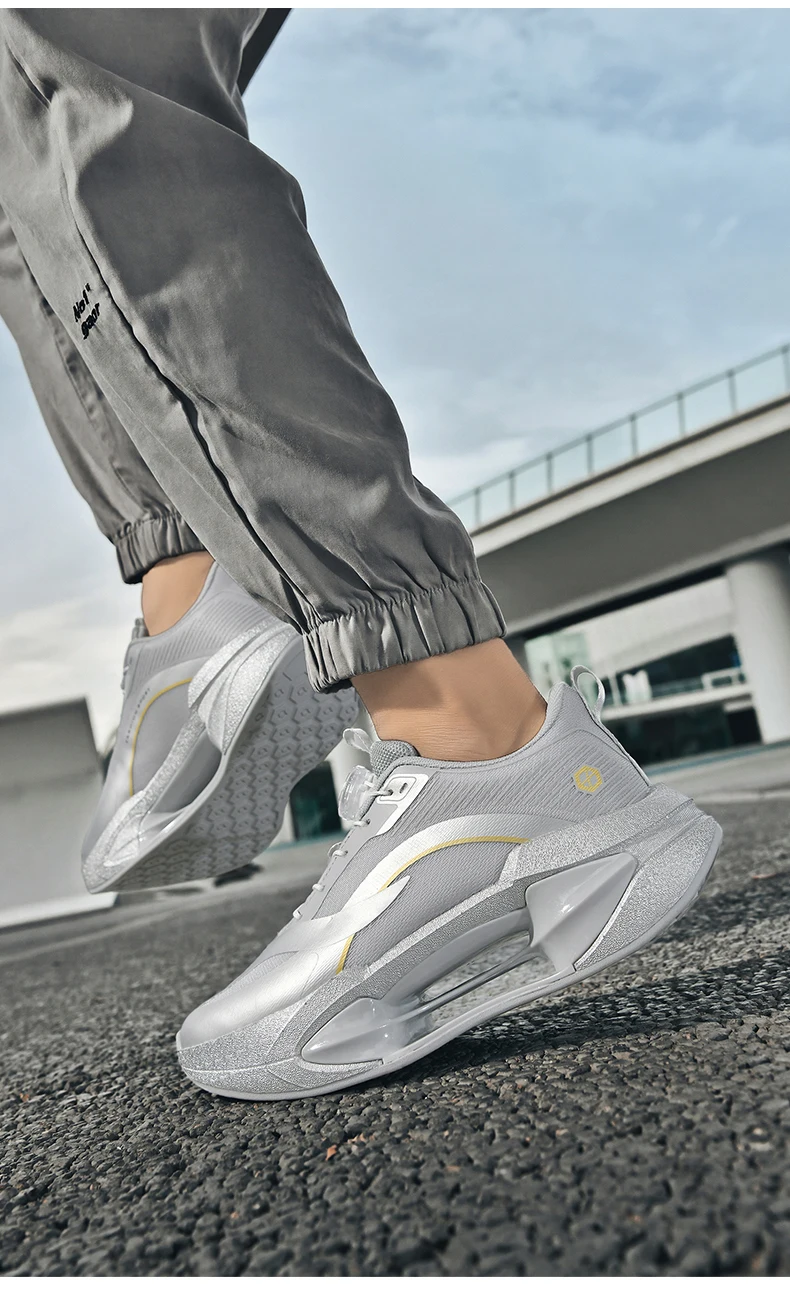  Modische Herren-Laufschuhe, leichte Damen-Sneaker mit drehbarer Schnalle und Dämpfung, rutschfeste Sportschuhe für Training, Joggen und andere Sportarten. – Detail 28