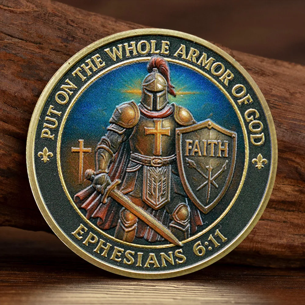 Put on The Whole Armor of God Golden Plated Souvenir Coin Be Strong in The Lord Collection Coin