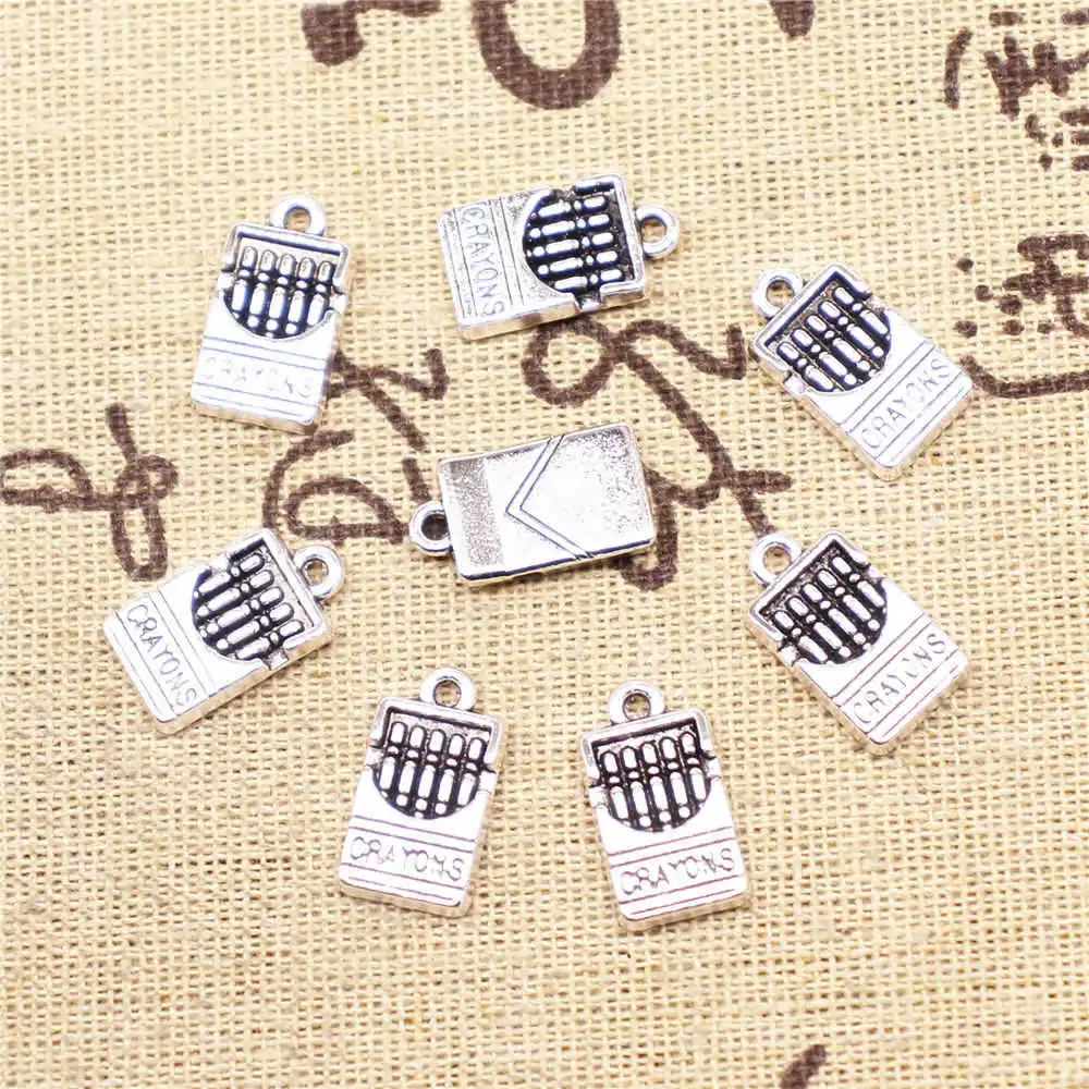 5pcs 9x17mm Cigarette Case Charms Pendant For Jewelri Children Diy Male Jewelry Antique Silver Color