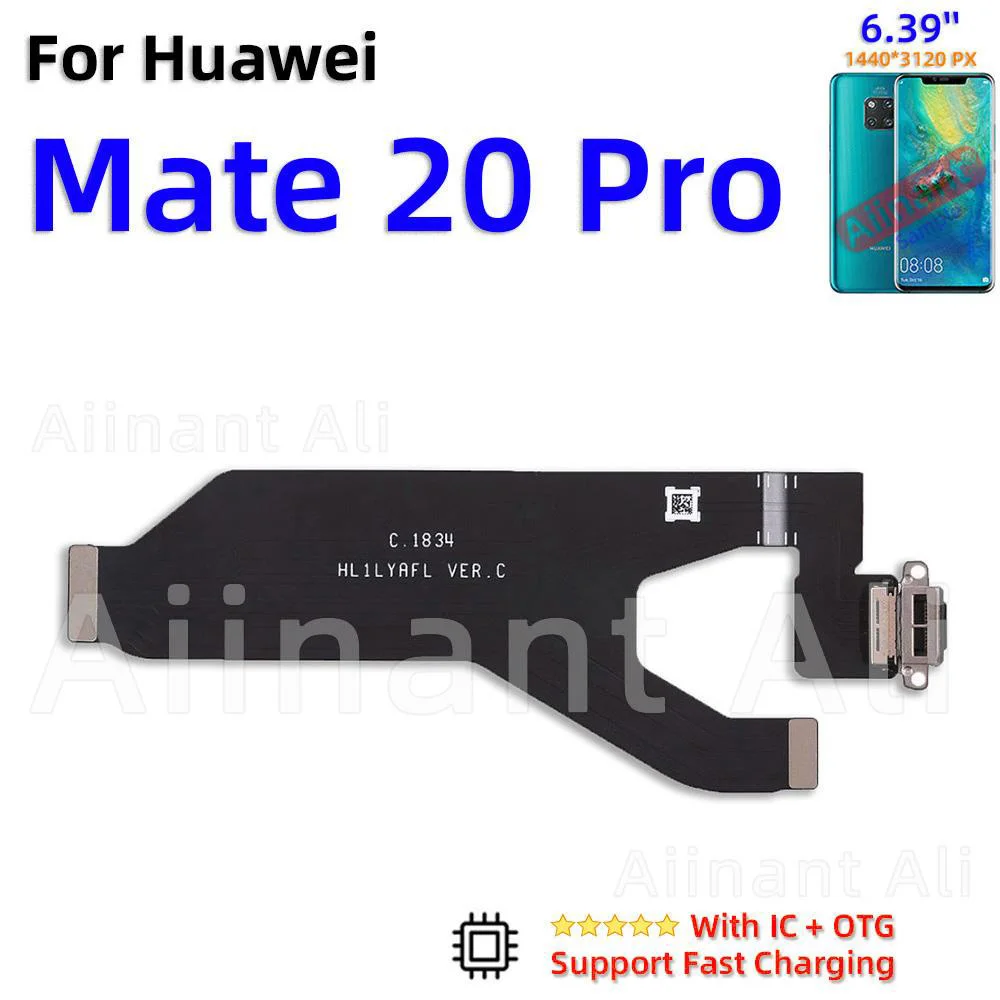 AiinAnt USB Fast Charger Dock Connector Charging Board Flex Cable For Huawei Mate 20 20X 30 40 40E Lite Pro RS Sim Phone Parts