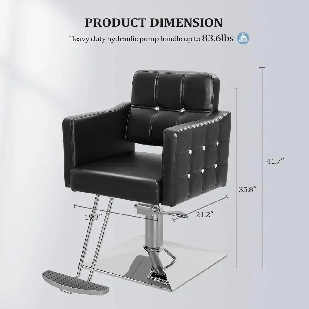 Hair Salon Chair Hydraulic Barber Chair for Home Barbershop Black, Braiding Chair for Hair Stylist Heavy Duty