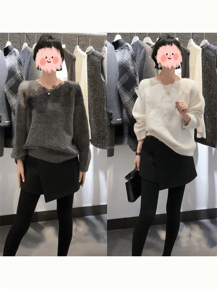 

Faionable 3D Floral Knitted Sweater Women's Spring New Sle Casual Comfortable Long Sve round Ne Pullover Top