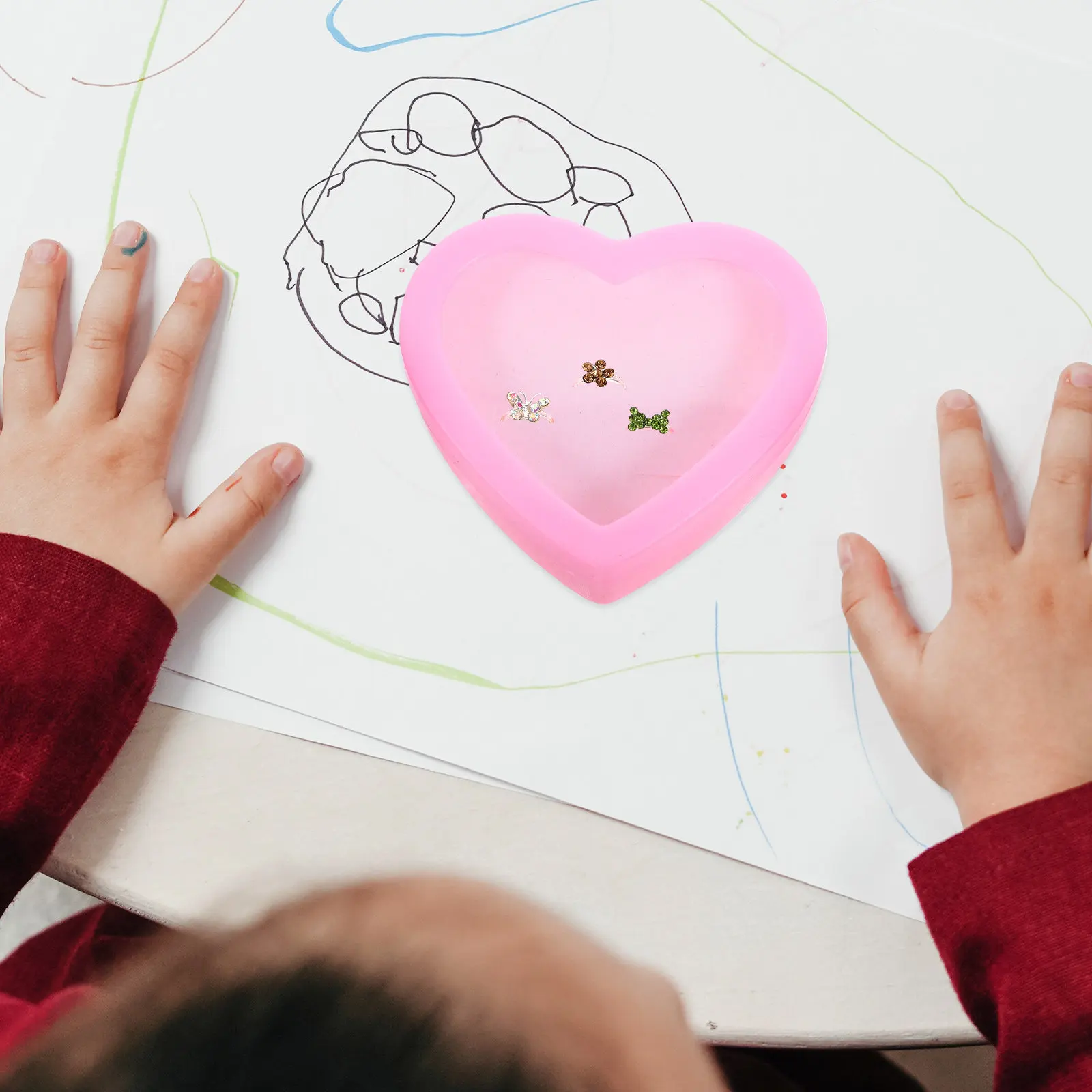 

Heart Shaped Jewelry Storage Case for Rings Earrings Organized Display Dustproof Easy Open Close Decorative Gift Box for Girls