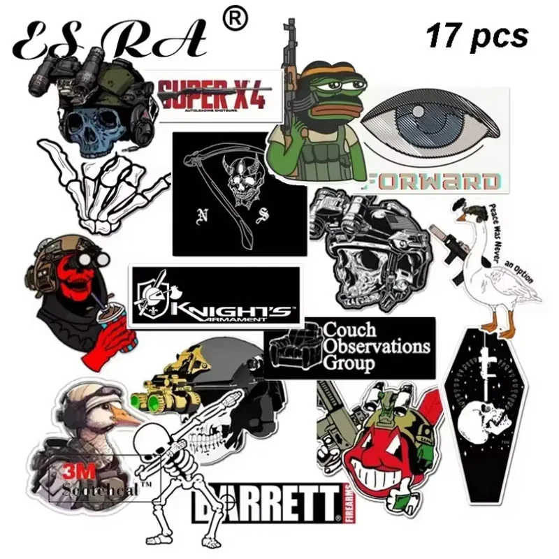 17 Stück taktische Militär-Aufkleber, edgy Totenkopf-Aufkleber, wasserfest, matt, Pegatinas für Auto, Motorrad, Laptop, Koffer, Flasche, Handyhülle – Detail 1