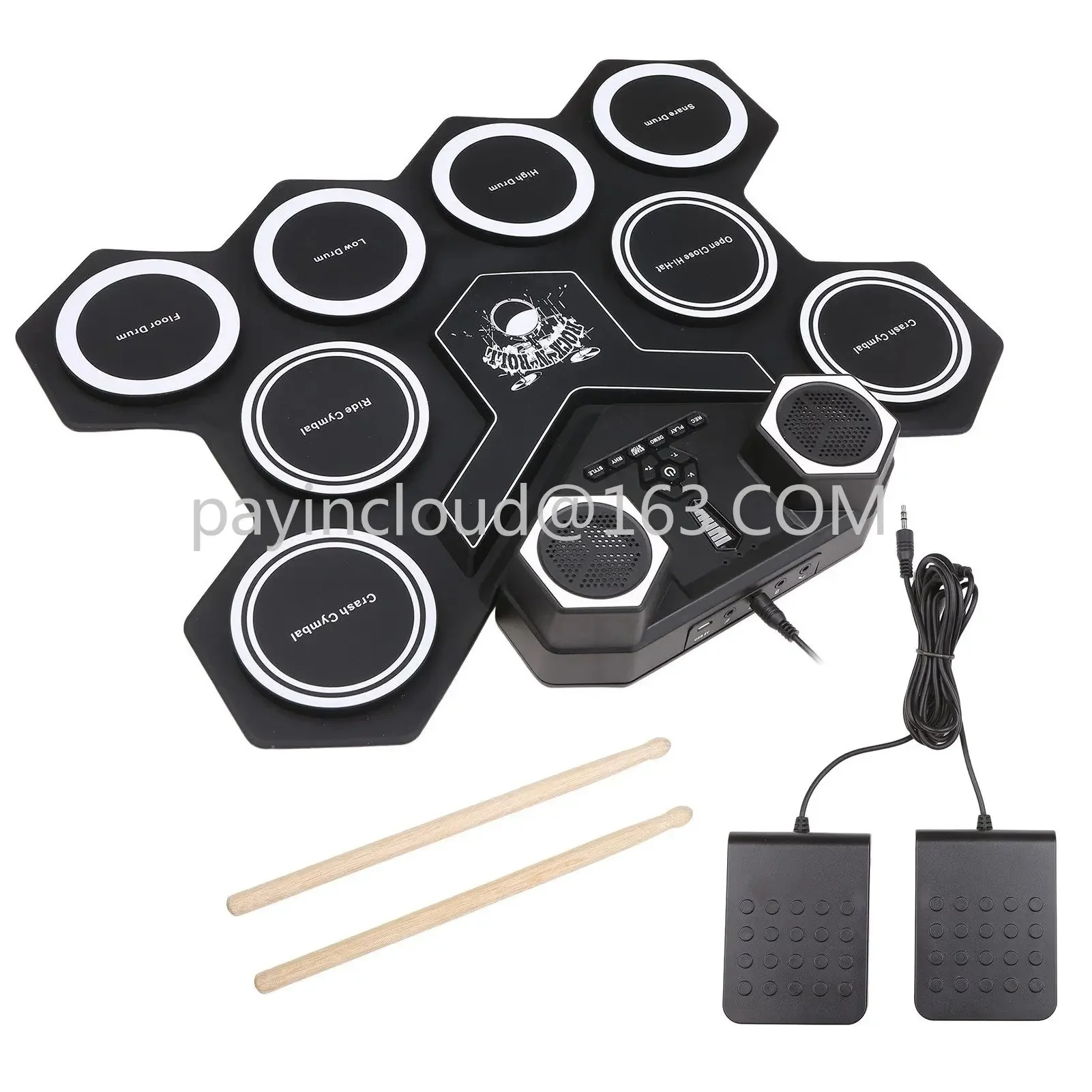 BluetoothDualSpeakerHan Roll Usb Electronic Drum Portable Kit for Practicing Folding Silicone Electronic Set