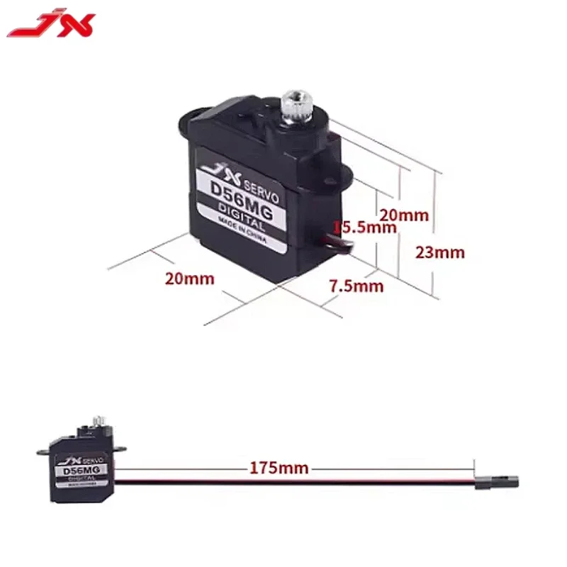 JX PDI-D56MG Servo digitale coreless da 5,6 g - Ingranaggio metallico da 0,89 kg 4,8-6 V 0,08 sec/60 °   per robot elicottero mini auto RC fai da te