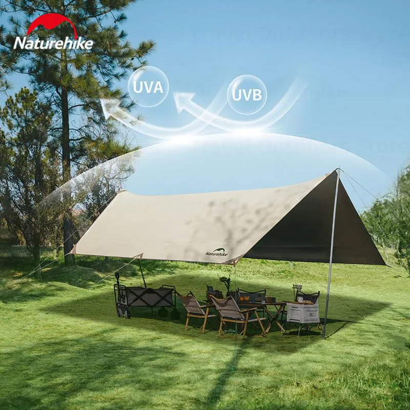 Naturehike Sun Shelter Canopy 35㎡ Camping Outdoor Tarp Sunshade Waterproof Titanium Black Coated Awninng UPF12500+  PU5000+