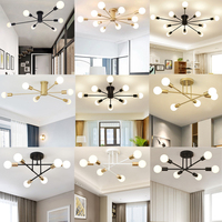 Modern Sputnik Ceiling Chandelier Satellite Hanging Lamp Lustre Light Fixture 6 8 10 Iron Spider Home Living Dining Room Decor