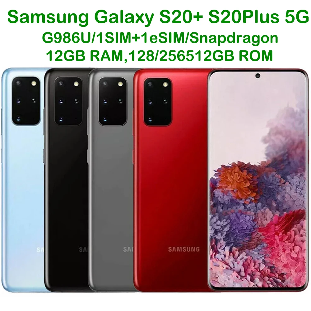 Used Samsung Galaxy S20Plus S20+5G Smart Android Phone 6.7-inch Four Camera 64MP NFC 4500mAh Refurbished Samsung Phone USVersion