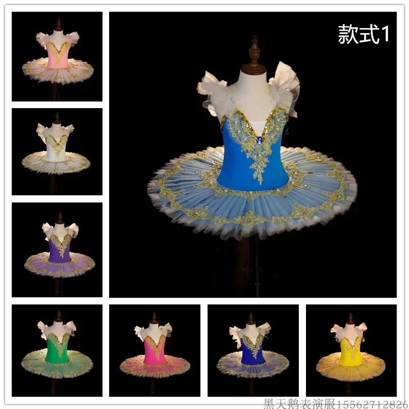 Professional Ballet Tutu Dress Girl Dance Costume Child Performance Ballerinas Pancake Tutu Kids Child Carnival Jazz Dance Dress