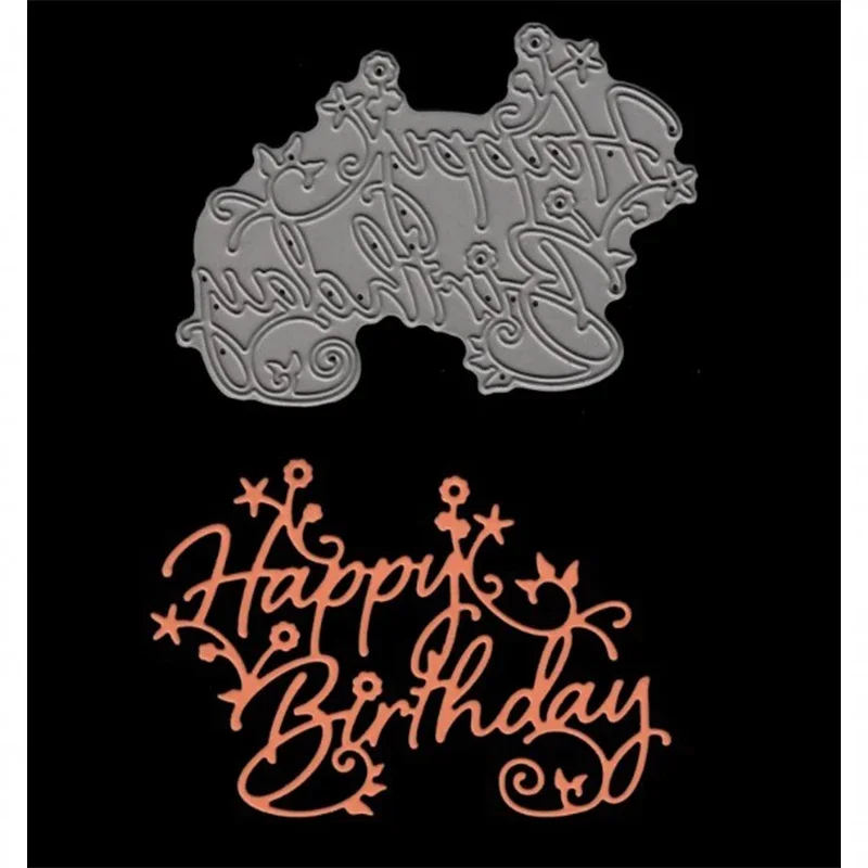 Happy Birthday Thank You Metal Cutting Dies Stencils Letter for DIY Scrapbooking Photo Album Decorative Embossing Crafts Die Cut
