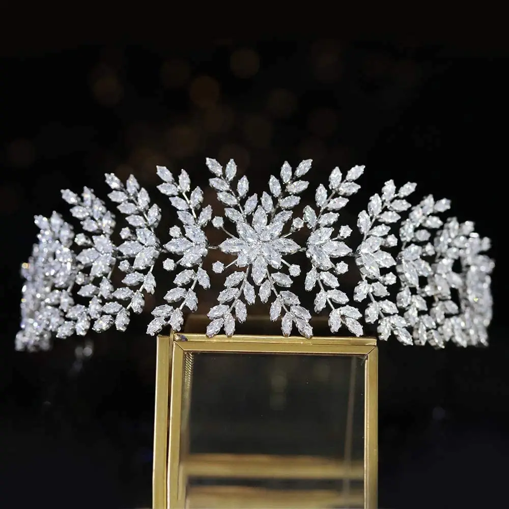 Luxury Bridal Headband For Wedding Hair Jewelry Headdress CZ Cubic Zirconia Princess Bride Tiaras Crowns Women Prom Headpiece