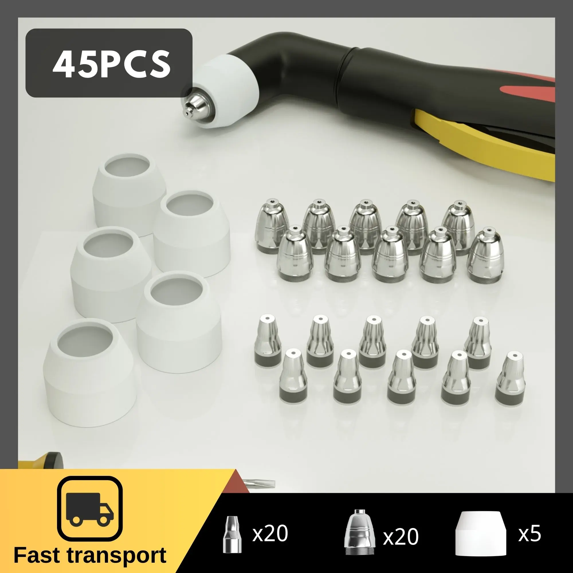 P80 Plasma Cutting Kits 45PCS Electrode Nozzle Plasma Consumable Fit P80 CNC Plasma Cutting Torch PLC55Pro CUT65P