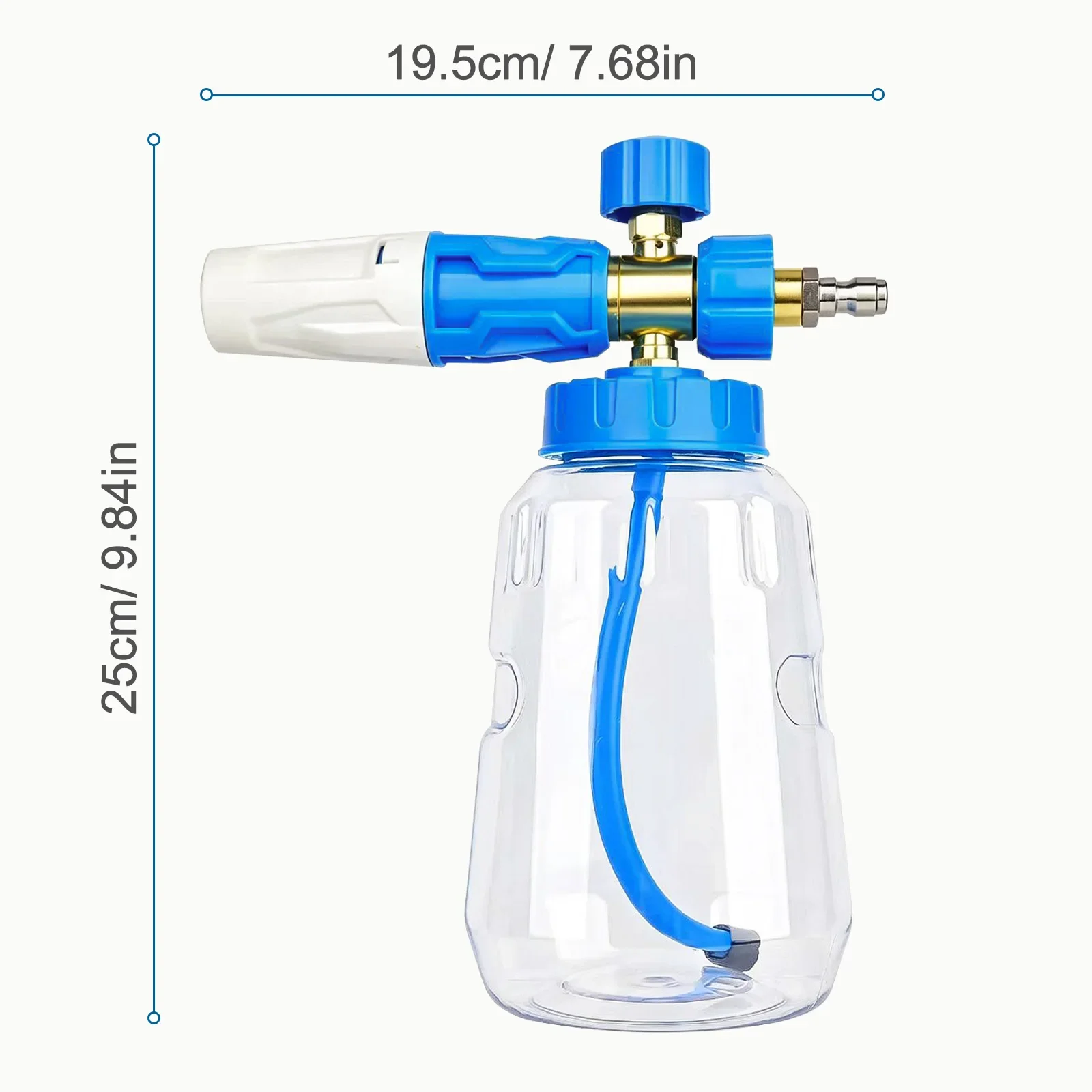 Foam Cannon Foam Generator 1L, Foam Blaster Wide Neck Adjustable Snow Foam Lance for Pressure Washer with 1/4" Quick Connector