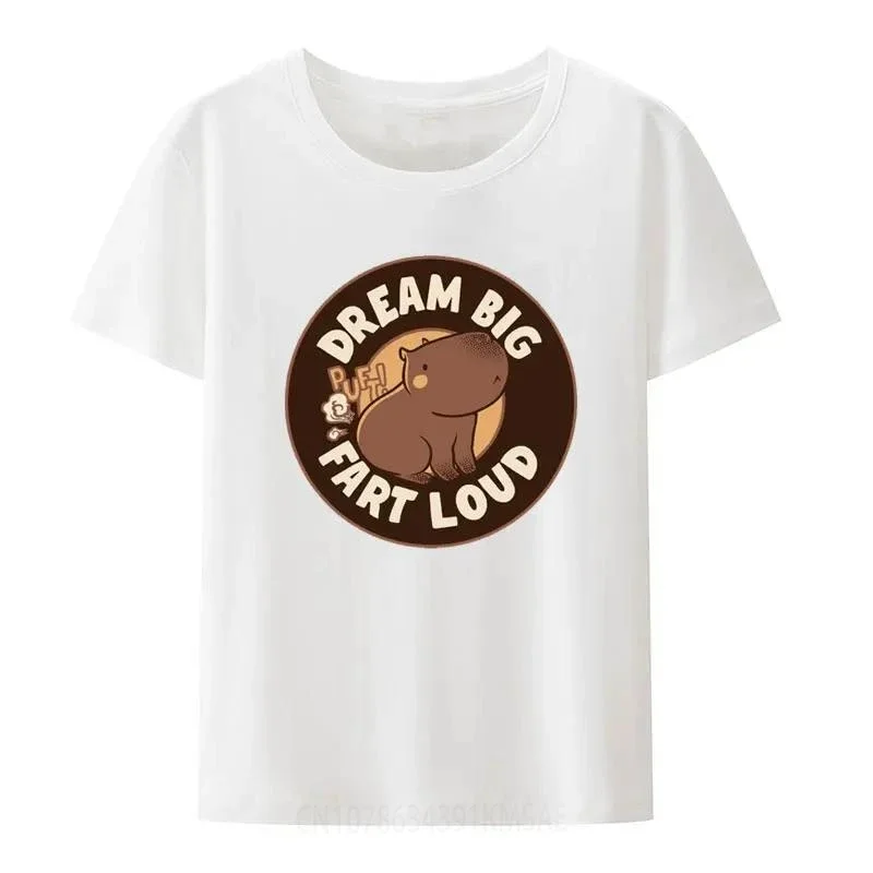 Dream Big Fart Loud Capybara By Tobe Fonseca Cartoon Print T Shirt Cool Pattern Clothes Tees Breathable Hipster Tops Leisure