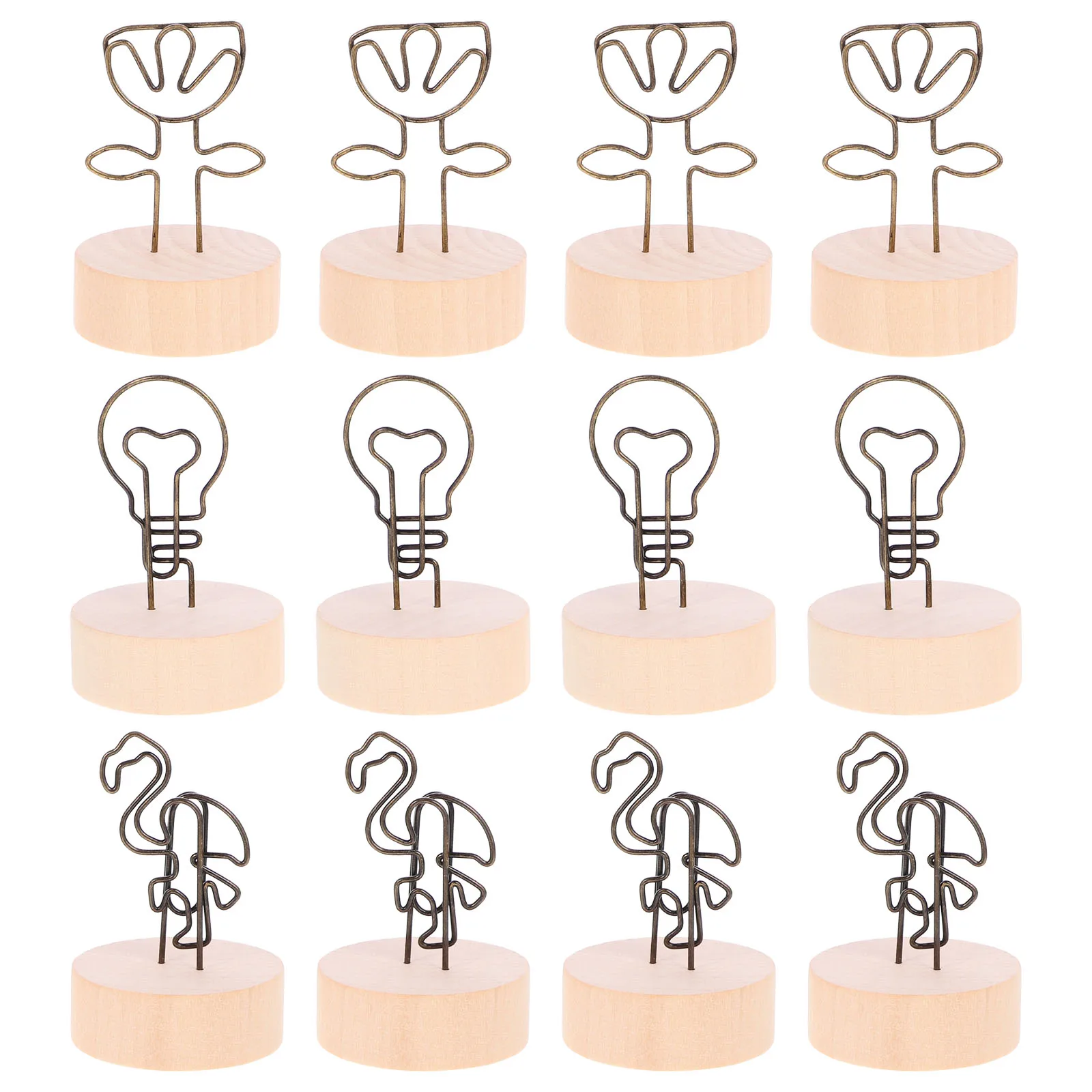 

12 Pcs Card Holder Desk Note Folder Retro Decor Restaurant Table Numbers Picture Office
