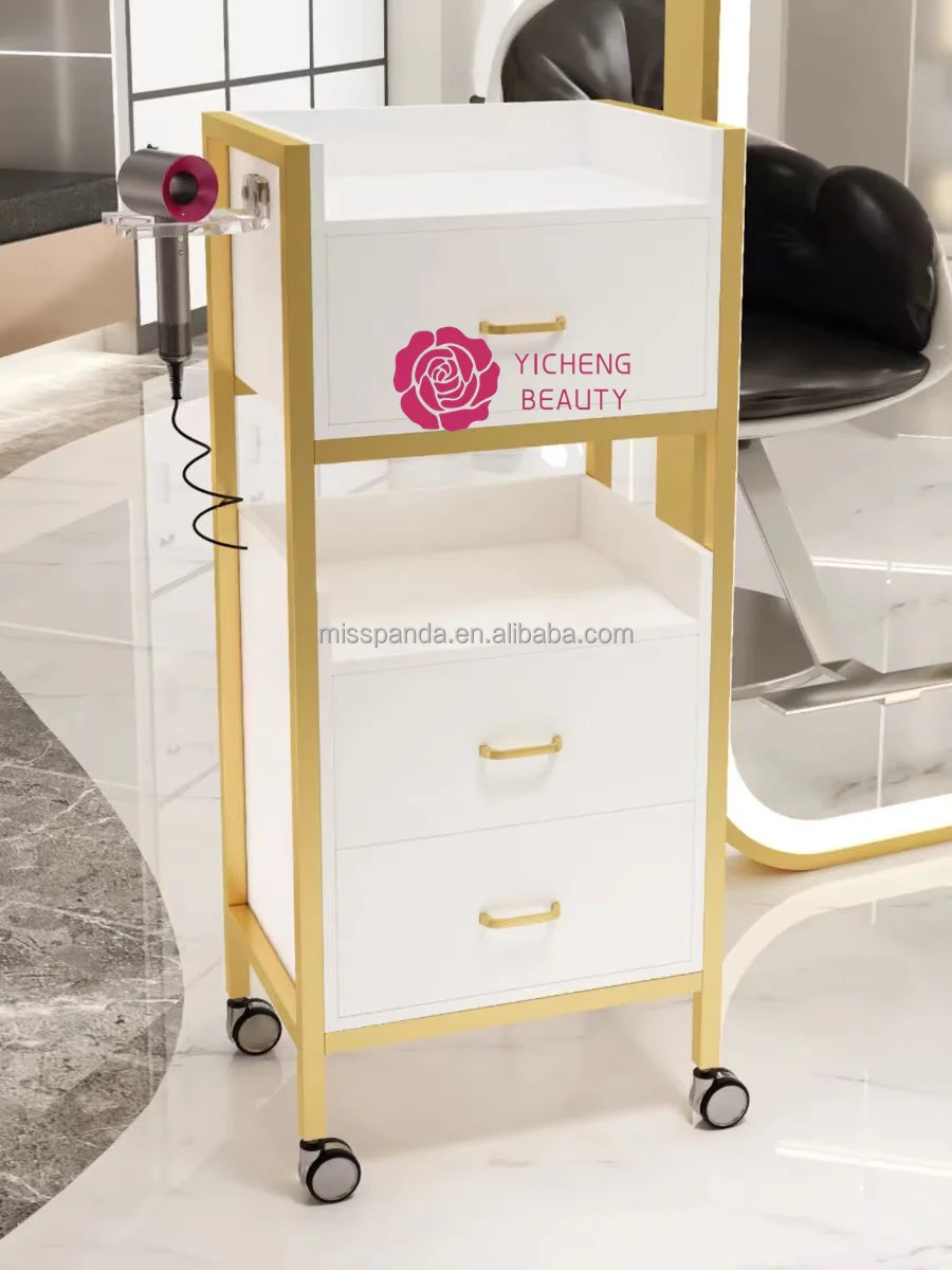 Yicheng Beauty Manicure Pedicure Trolley Salon Furniture  Hair Extension Trolley Lockable Hair Salon Trolley with Wheels