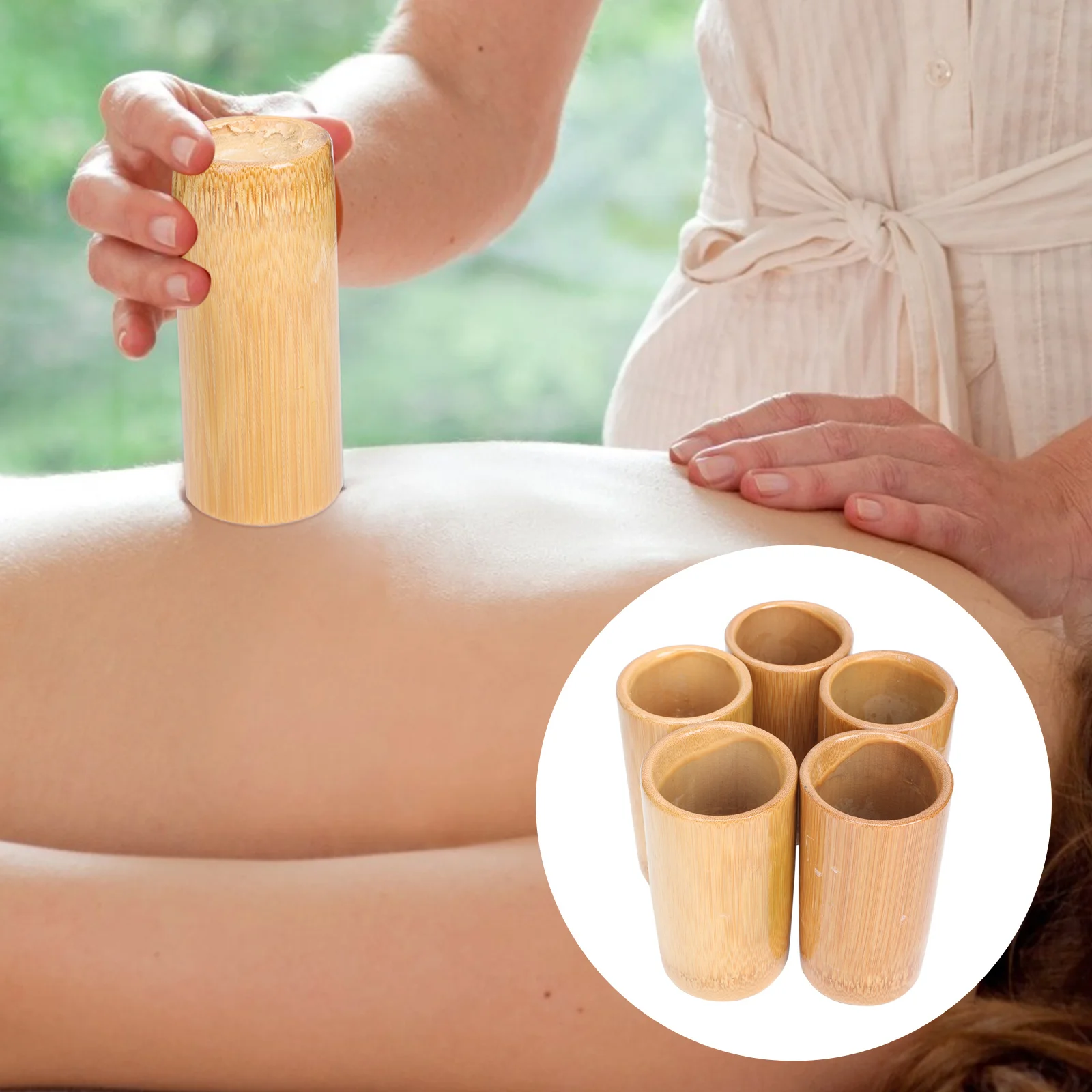 

5Pcs Bamboo Cupping Massage Cups Simple Structure Convenient Practical for Christmas Thanksgiving Gifts Household Use