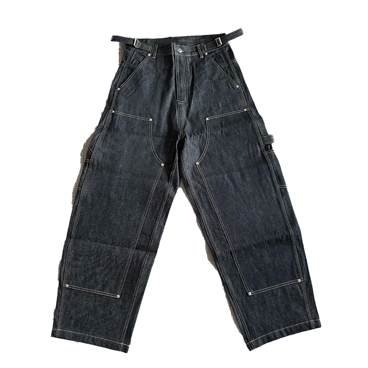NIGO Men's Dark-Coloured Casual Straight Leg Baggy Jeans High Street Trend Wide Leg Denim Pants #NGTOP12148