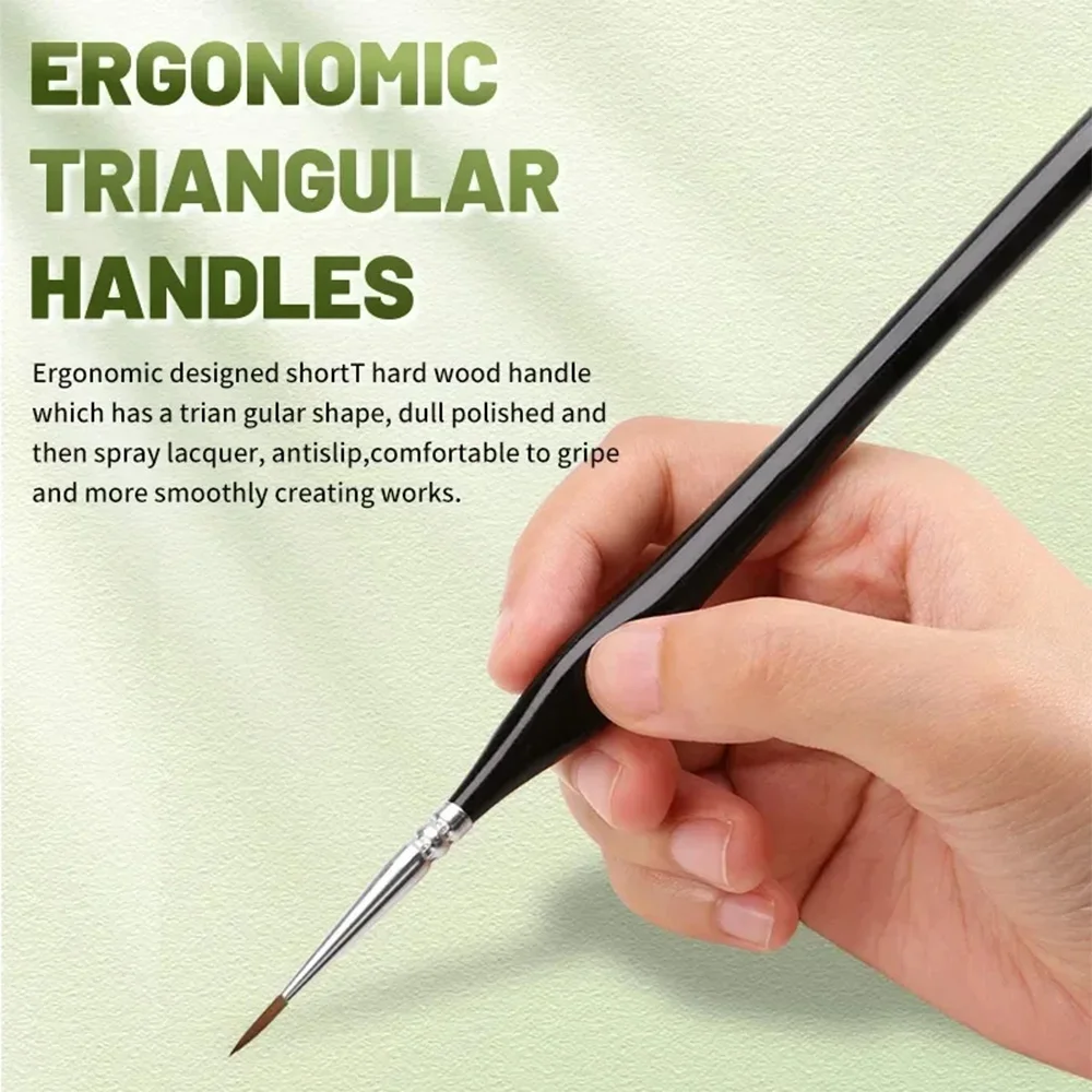 6pcs Fine Tip Paint Brush Set for Acrylic/Model/Miniature Detail, Nylon Hair Extra Thin Triangular Handles Craft Artists Hobbyis