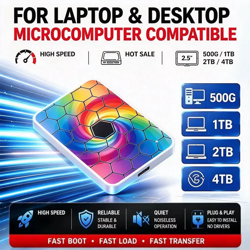2026 High Speed Colorful Transfer 500GB 1TB 2TB 4TB Elements Portable External HDD USB3.0 Hard Drive for Laptop Phone