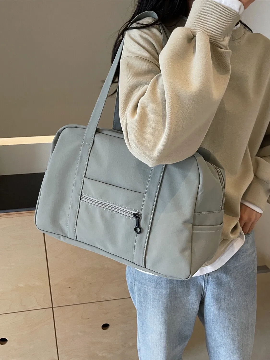 

Большая нейлоновая большая сумка Capaci, повседневная сумка на одно плечо для поездок на работу и прогулок, подходит для молодых мужчин и женщин